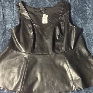 Torrid Sleek Black Faux Leather Blouse size 3